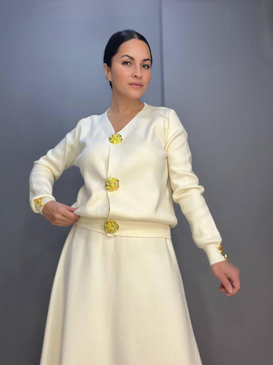 Костюм женский De Red 8966 кардиган с юбкой OS Молочный (3179) - фото 9 Костюм женский De Red 8966 кардиган с юбкой OS Молочный (3179) - фото 9