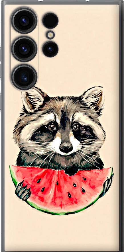 Чехол на Samsung Galaxy S23 Ultra Енотик с арбузом (4605u-2906-42517)