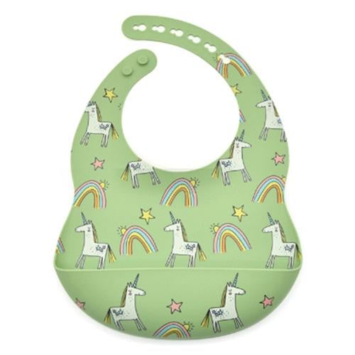 Нагрудник силіконовий Stenson MA-4904 з кишенею та малюнком 21х29 см