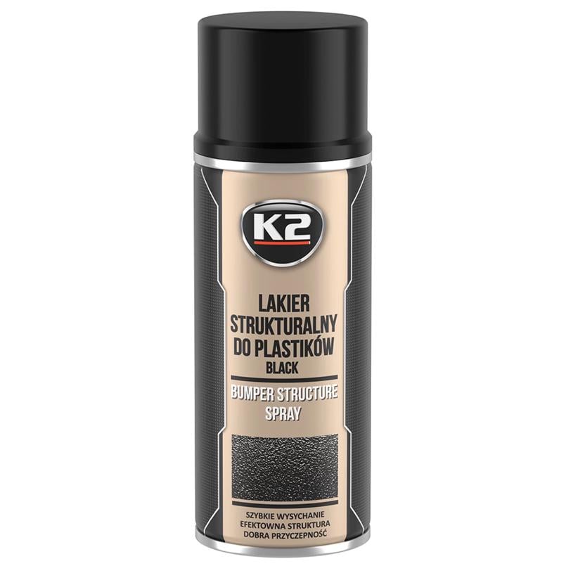 Лак для пластику K2 Bumper структурний аерозоль 400 мл Чорний (L345)
