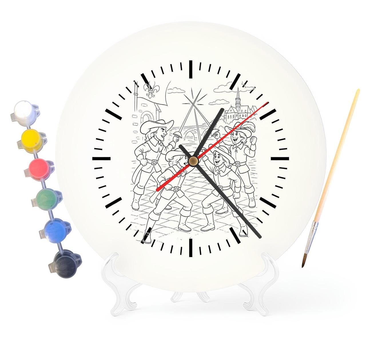 Детский набор для творчества часы-раскраска Д'артаньян и три мушкетера по мотивам книги Александра Дюма 30 см (Г0002)
