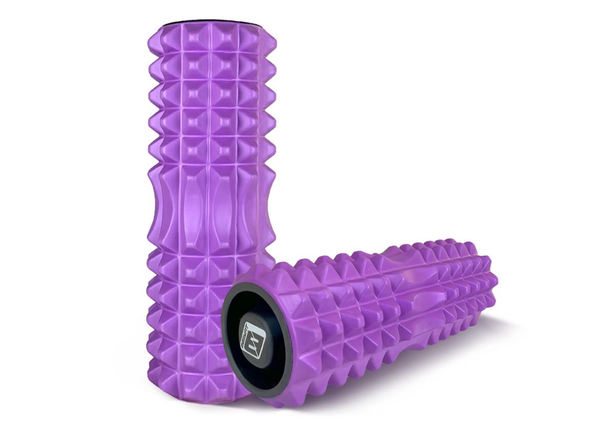 Массажный ролик EasyFit Grid Roller v.1.2 с заглушками с двух сторон 33 см Фиолетовый (EF-2022a-V) - фото 2