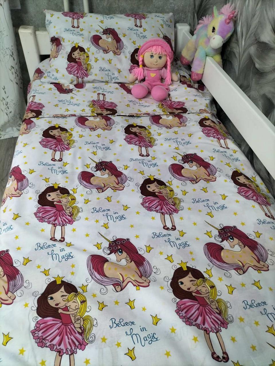 Комплект постельного белья детский полуторный Принцесса 150х215 см Единорог (КП011)