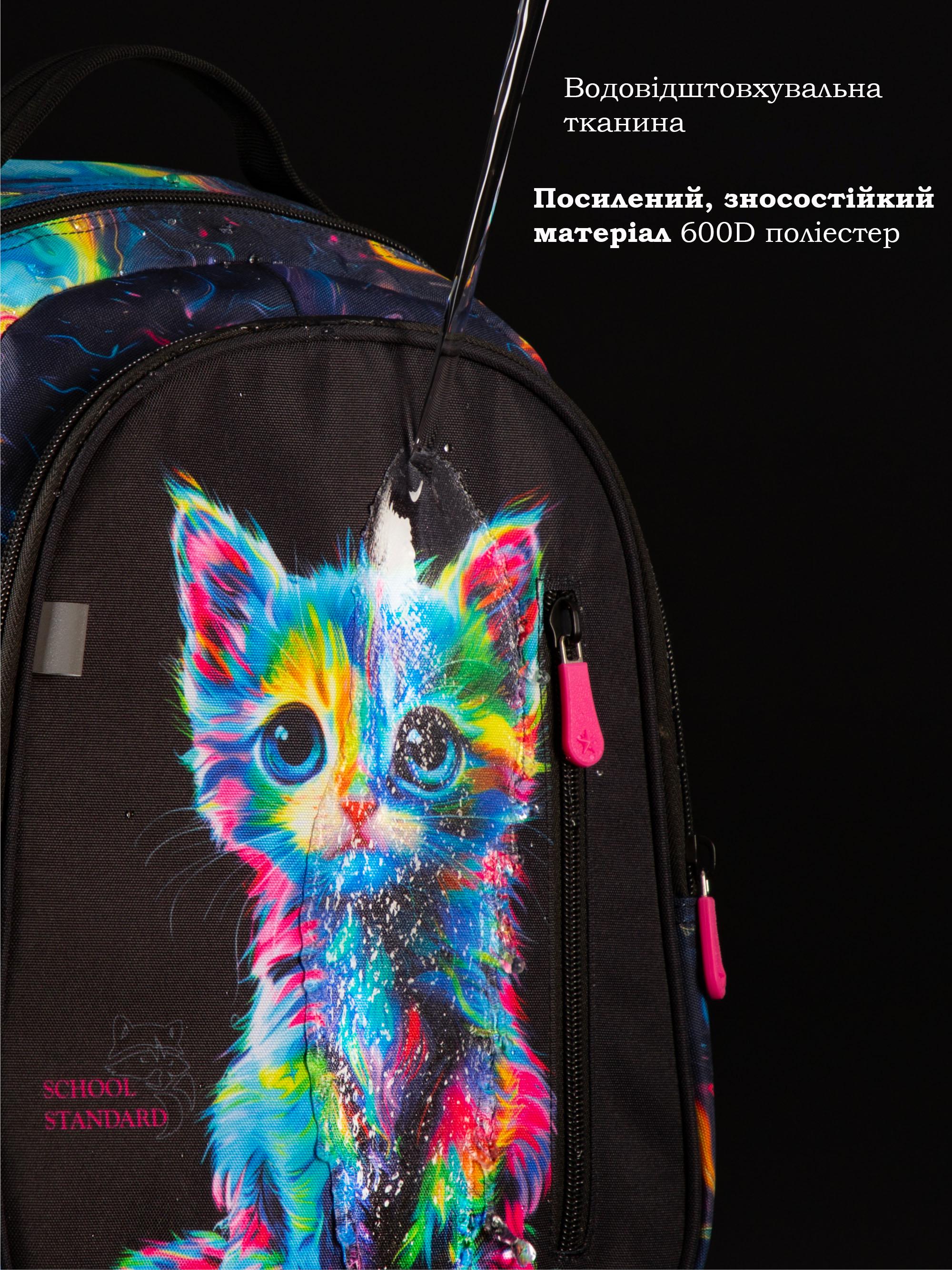 Школьный рюкзак для девочки в 1 класс School Standard Кот с ортопедической спинкой 38х28х16 см (160-18) - фото 9