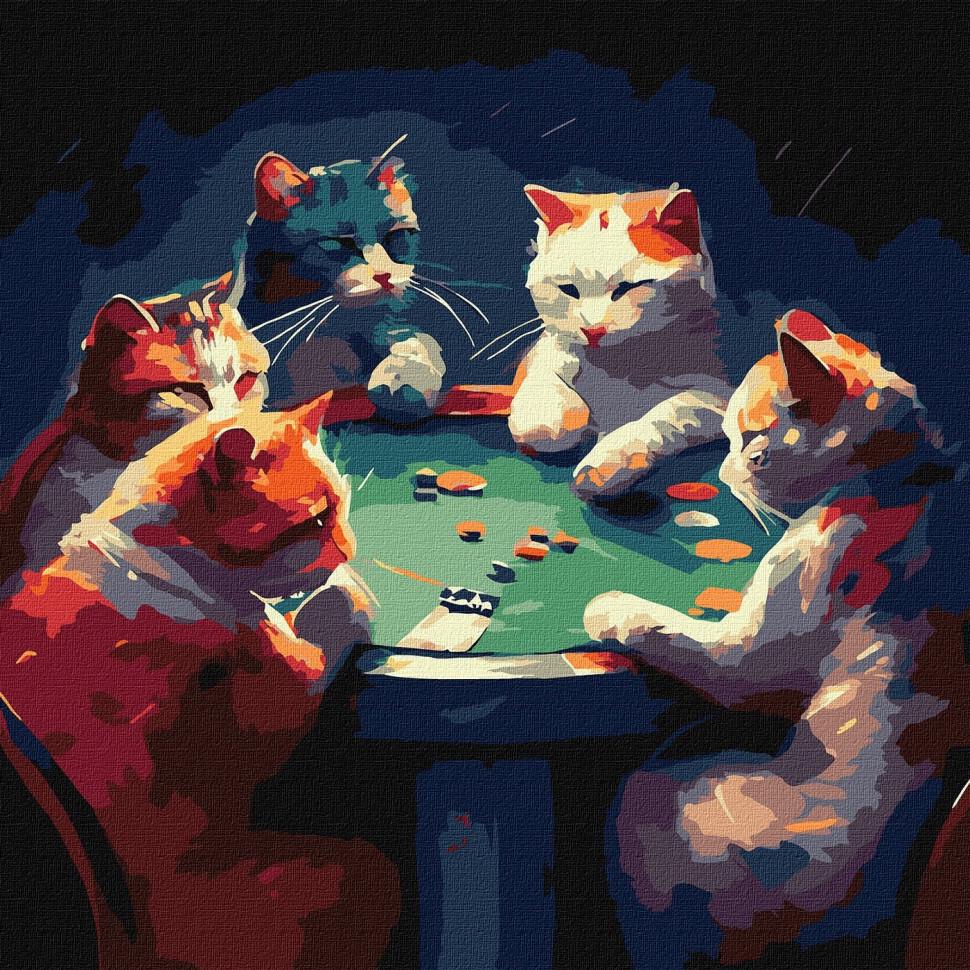 Картина за номерами Ideyka Азартні пухнастики KHO4485 40x40 см (RLT41795)