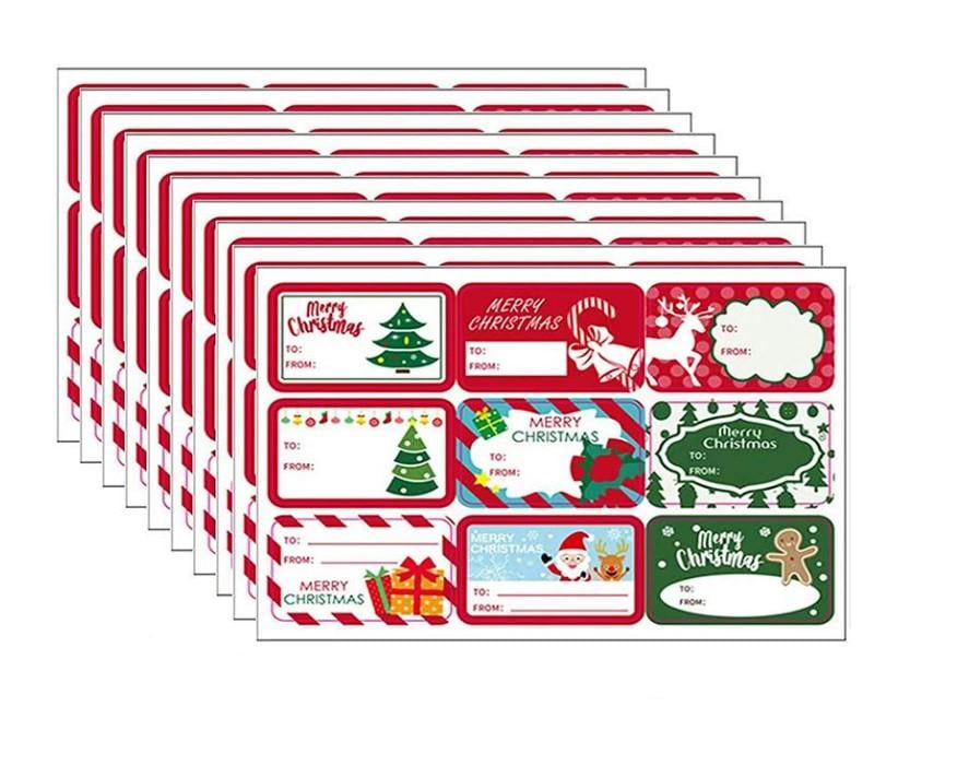 Наклейки новогодние прямоугольные 90 шт.