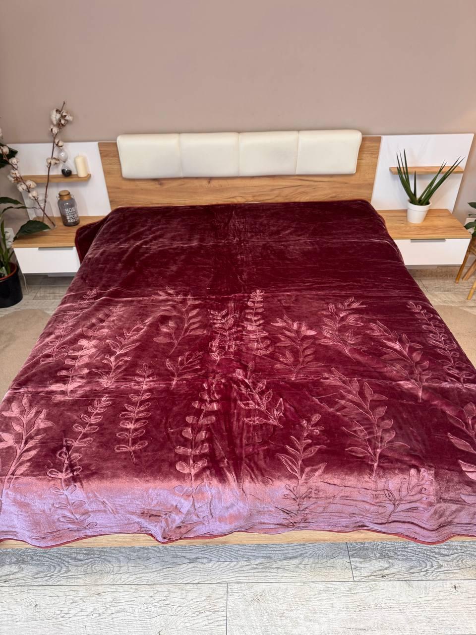 Плед велюровий євро 200х230 см Бордовий (П4К-al-hutr25-001)