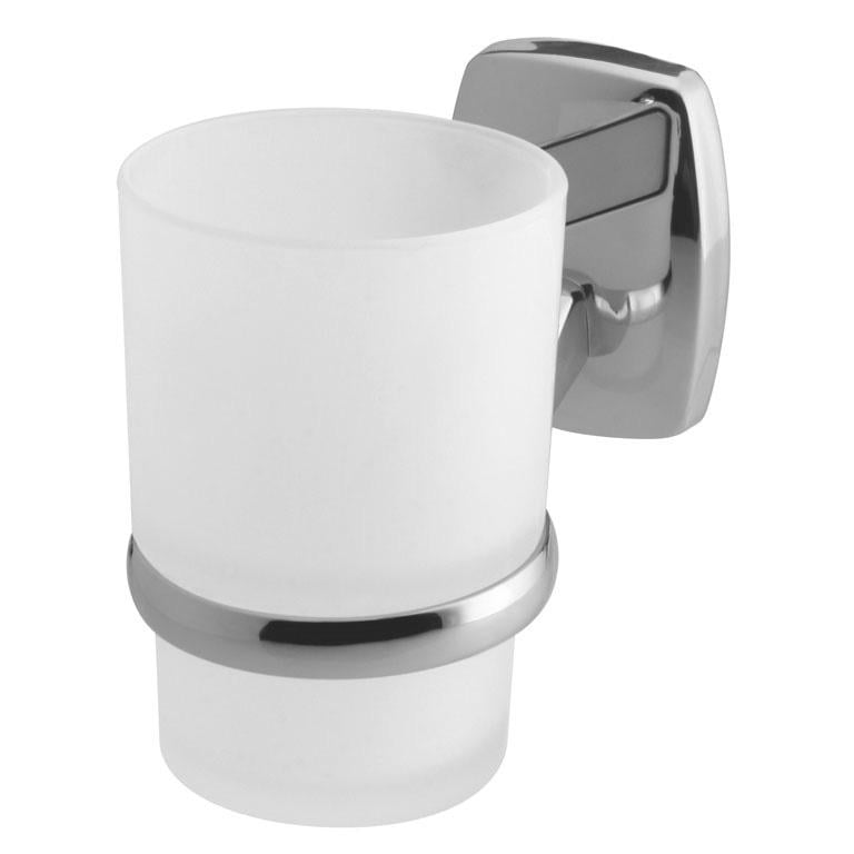 Стакан для зубних щіток Bisk OREGON матове скло 7х9,5 см Хром (79707)