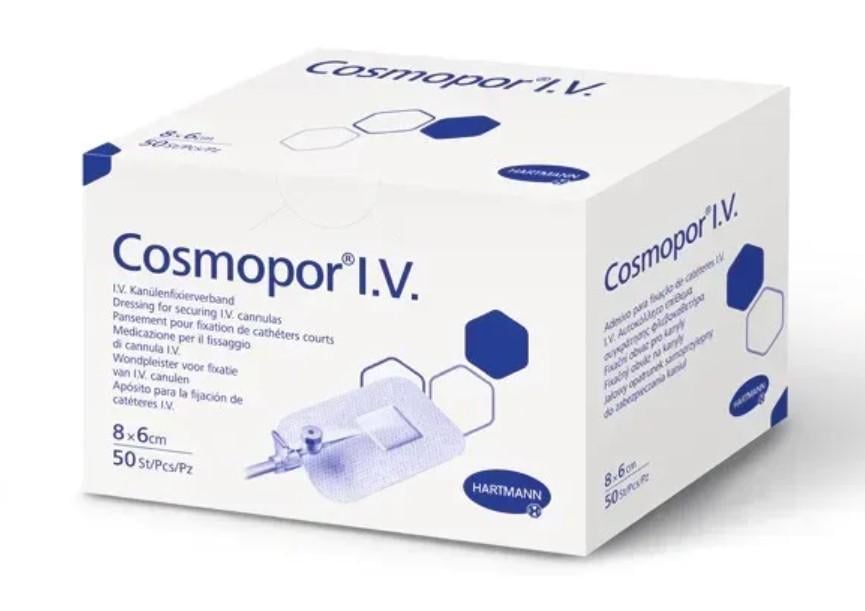 Повязка для фиксации внутривенных канюлей Cosmopor IV 8х6 см 50 шт.