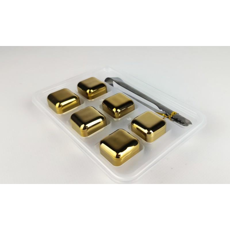 Кубики для виски Moltis со щипцами Whiskey Stones GK6 6 шт. Gold (GK6)