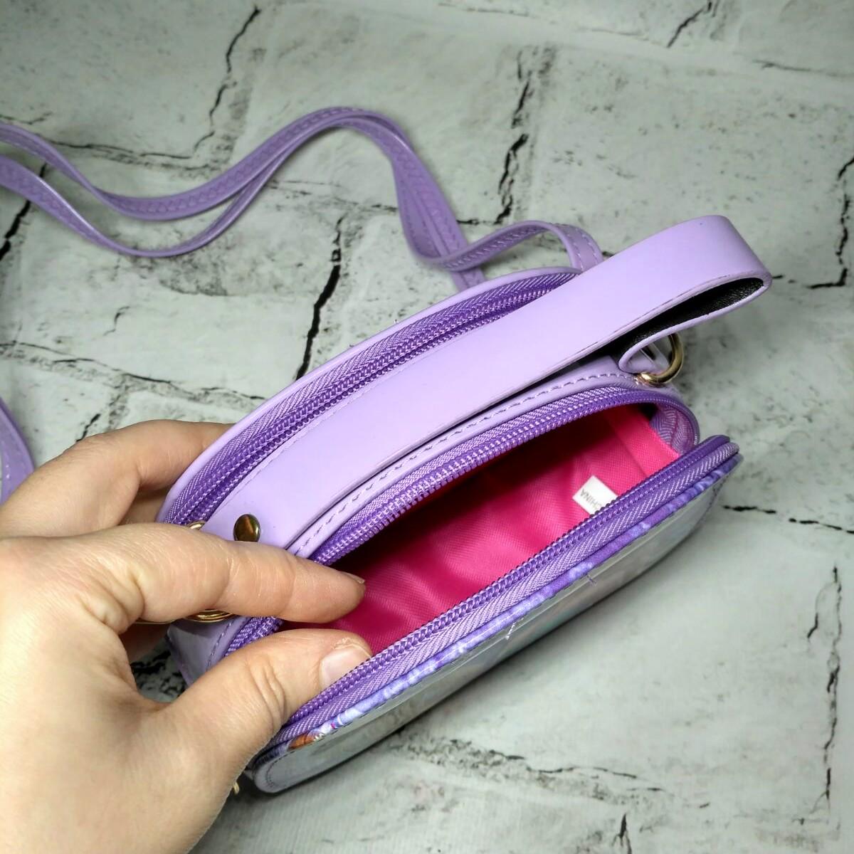 Сумочка дитяча для дівчинки лакова з ремінцем Ельза 15х12х5 см Бузковий (731-2) - фото 2 Сумочка дитяча для дівчинки лакова з ремінцем Ельза 15х12х5 см Бузковий (731-2) - фото 2