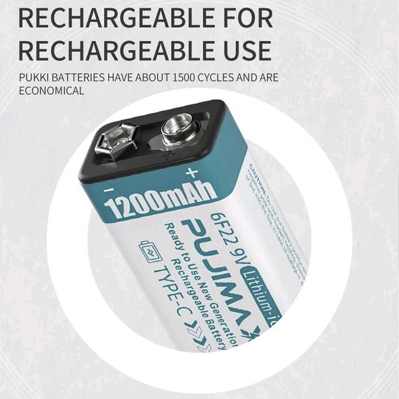 Крона акумулятор Pujimax Li-ion TYPE-C 1200 мАг 9V 2 шт. (1801299) - фото 6 Крона акумулятор Pujimax Li-ion TYPE-C 1200 мАг 9V 2 шт. (1801299) - фото 6