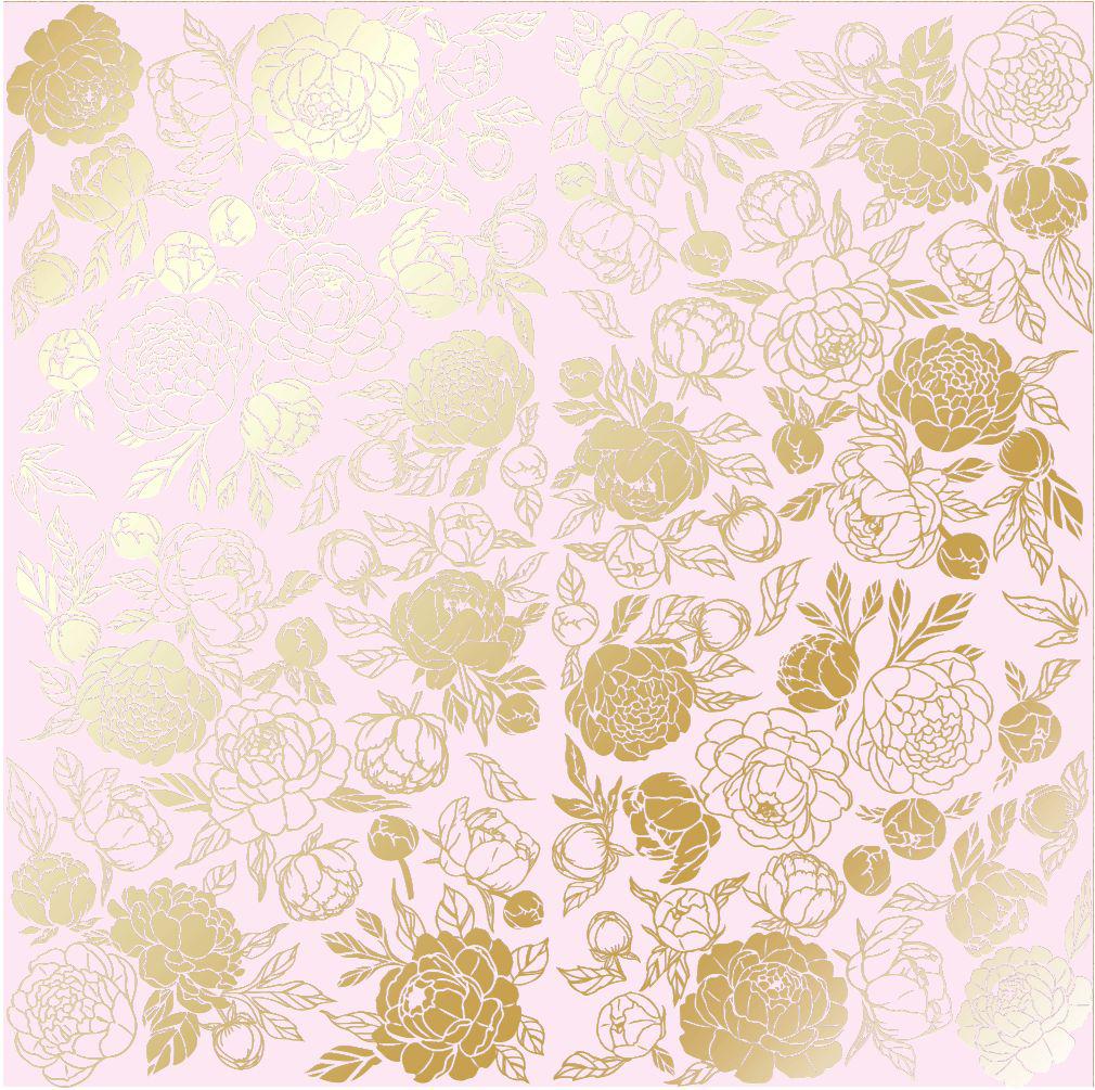 Лист бумаги односторонний Golden Peony Passion с фольгированием 30,5х30,5 см Light Pink