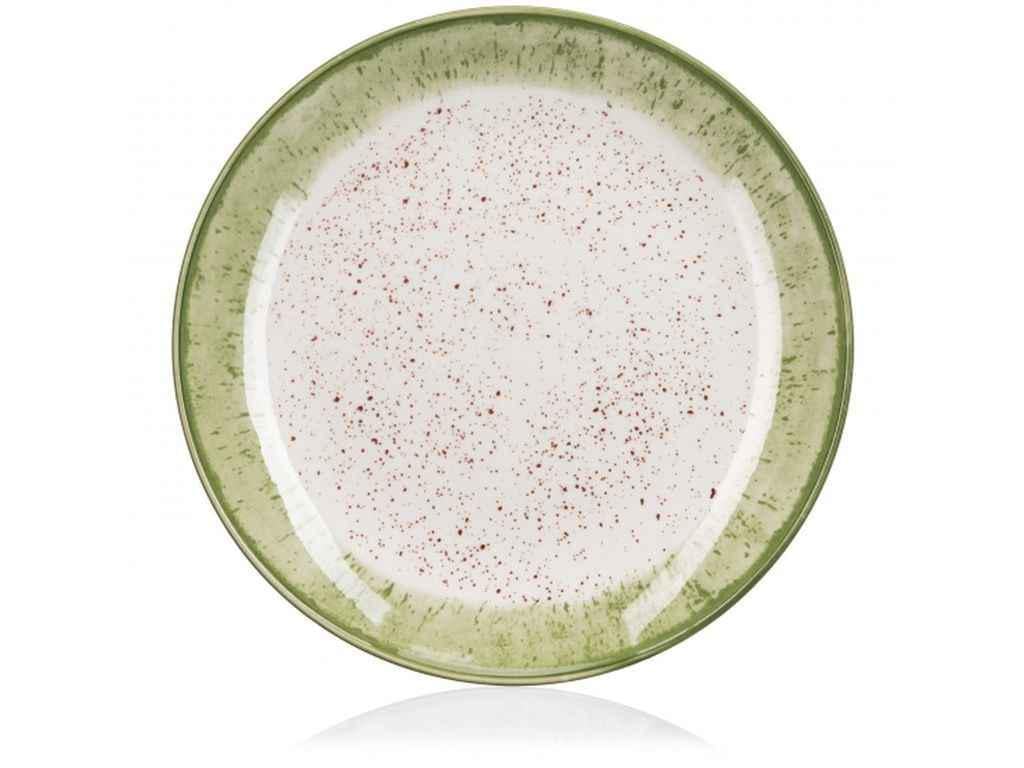 Тарелка обеденная Ardesto Siena фарфор 27 см Бело-зеленый (1022286)