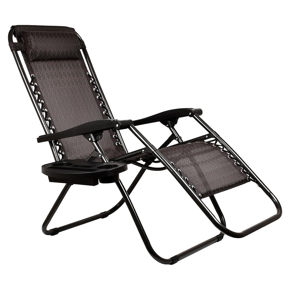 Кресло-шезлонг с подставкой для напитков Stenson MH-3066D-1 180х65х115 см Темно-коричневый (a1d9f15d)