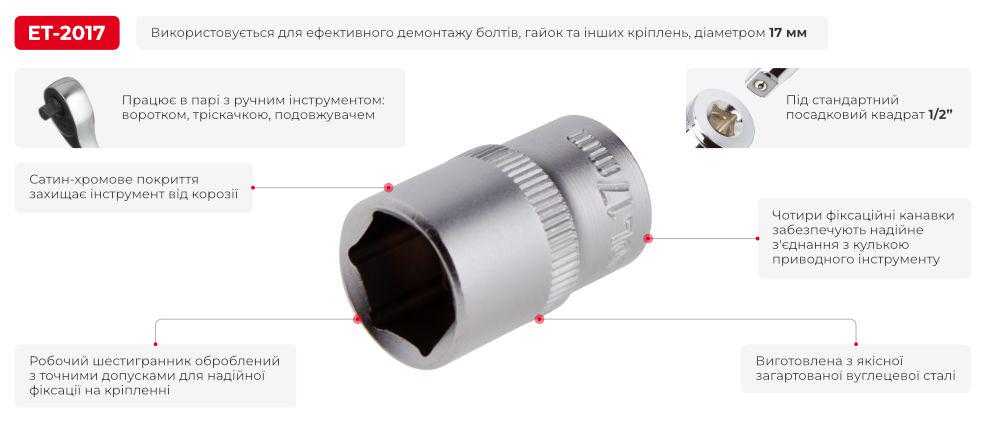 Головка шестигранная Intertool ET-2017 1/2" 17х38 мм - фото 3