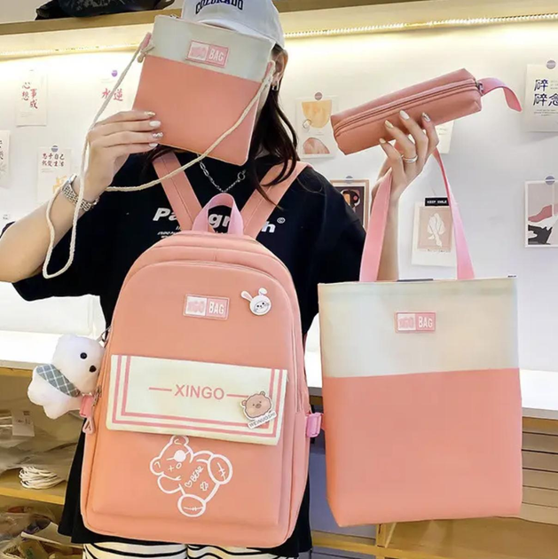 Школьный рюкзак для девочки XGO BAG 4в1 рюкзак/шоппер/пенал/сумочка Розовый - фото 2 Школьный рюкзак для девочки XGO BAG 4в1 рюкзак/шоппер/пенал/сумочка Розовый - фото 2