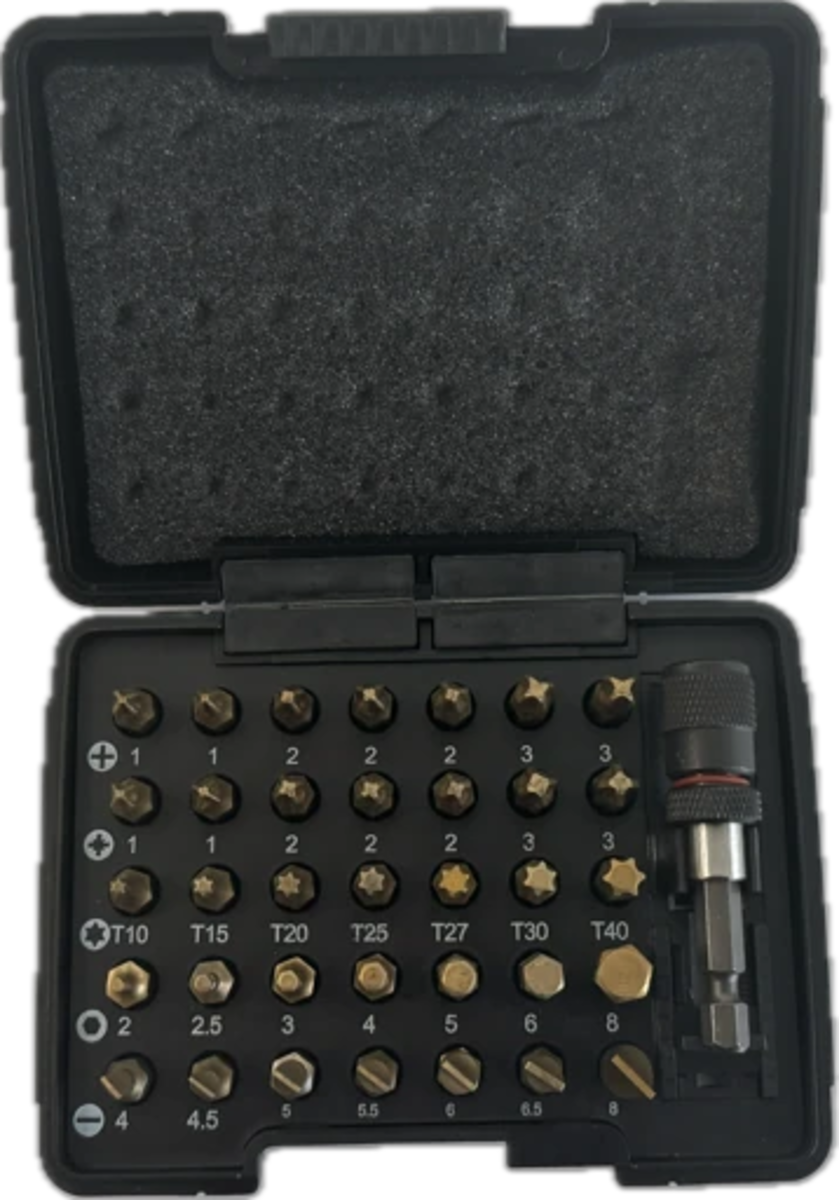 Набір насадок викруткових USH Isotin PH-PZ-Torx-HEX-SL 1/4" з магнітним тримачем 36 елементів (44001)