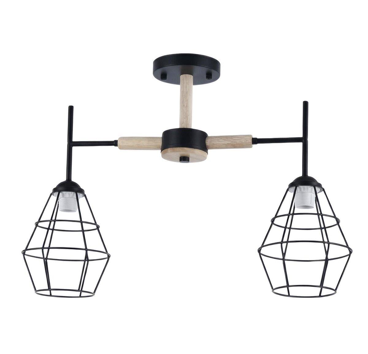 Люстра стельова в стилі лофт Light House SRS-20565/2 Чорний/Дерево