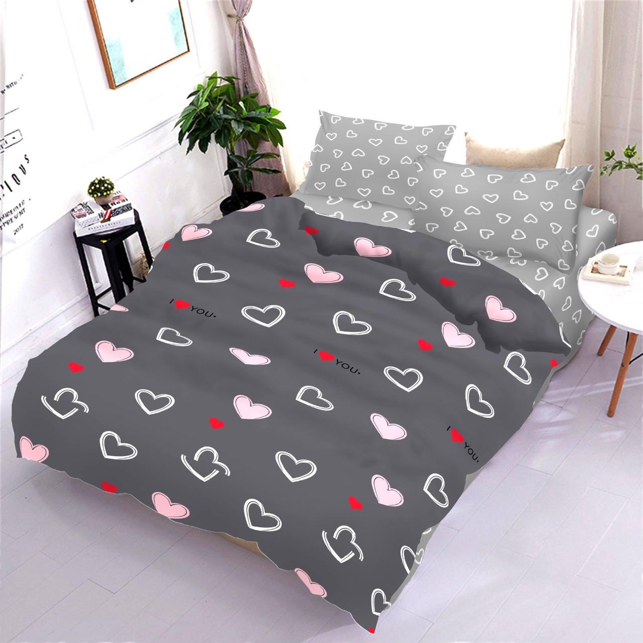 Комплект постельного белья евро Gold Сердечки (14270)