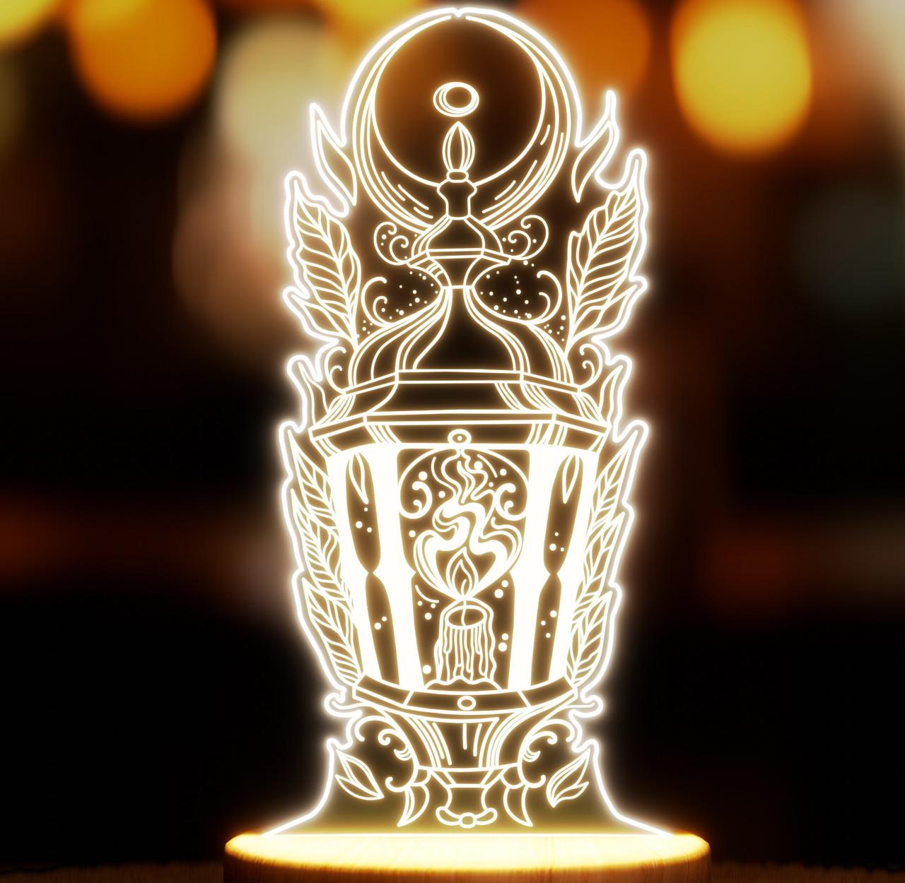 Нічник-світильник Lampic Лампа зі свічкою USB дерево/акрил 12х24 см Жовтий (32377408)