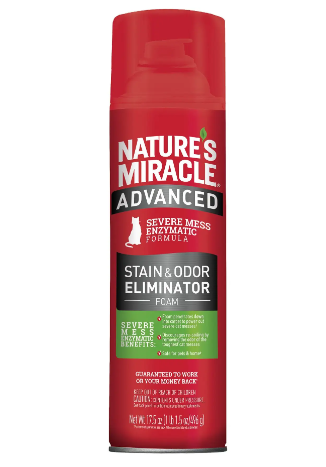 Пена для удаления пятен и запахов от кошек Nature's Miracle Advanced Stain and Odor Eliminator с усиленной формулой 518 мл (680443/680142/6947 USA)