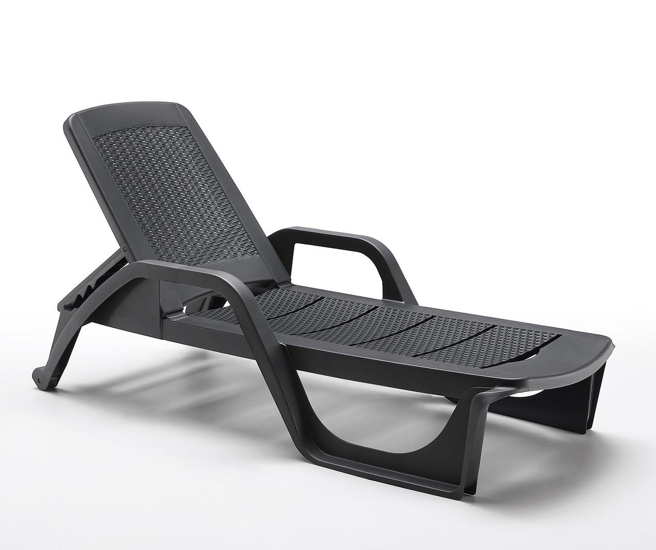 Шезлонг-лежак Bica Nilo посилений із підлокітниками 190х71х46 см Графіт (CNT00012555)