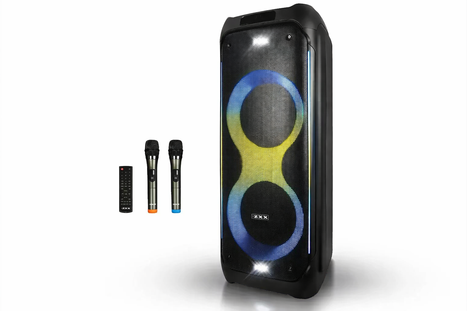 Колонка-караоке ZXX-5580 2х10" 80W 2MIC Bluetooth AUX USB/TF FM RGB LED (31777126)