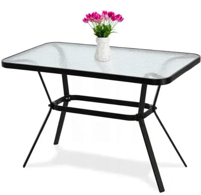 Стол садовый Garden Line стеклянный черные ножки 110x60 см