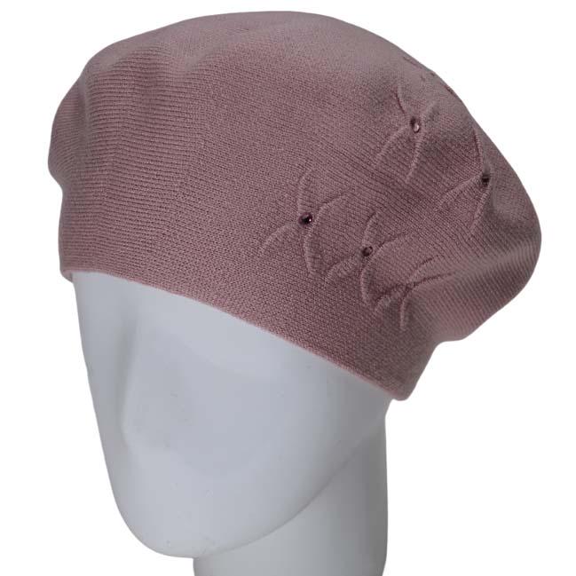 Берет женский из вискозной пряжи Novita Бинго L р. 57-58 Пудровый