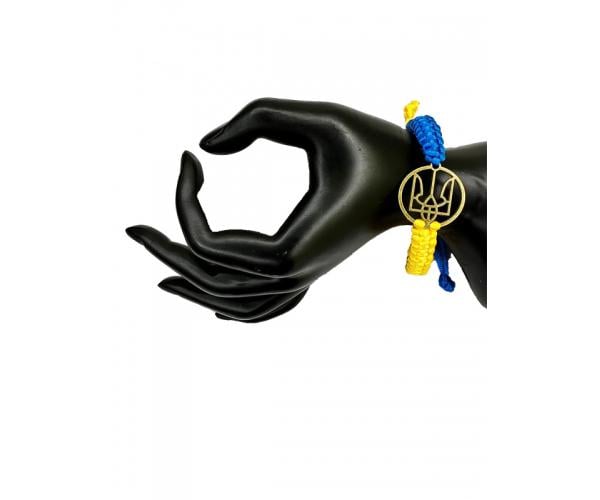 Браслет плетеный Тризуб круглый Сине-желтый Браслет плетеный Тризуб круглый Сине-желтый