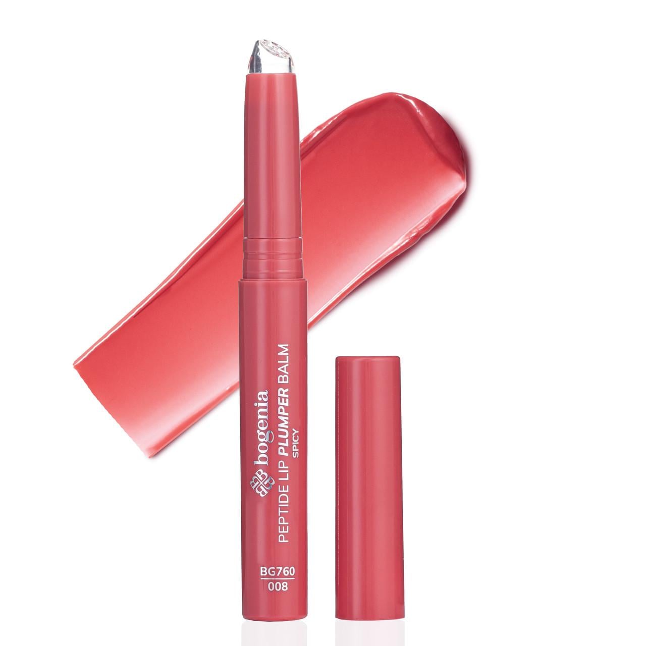 Помада-блиск для об'єму губ Bogenia Peptide Lip Plumper Balm BG760 008 Spicy Кораловий (13353823)