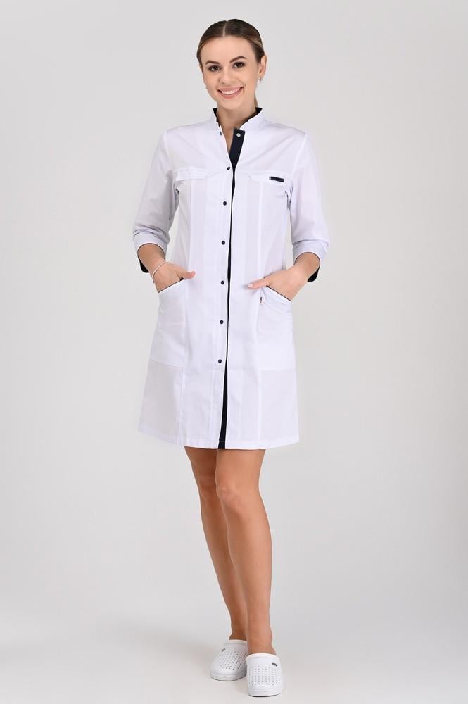 Халат жіночий TopLine Пекін рукав 3/4 р. 42 Білий/Темно-синій (11334-01-10-(42) - фото 1