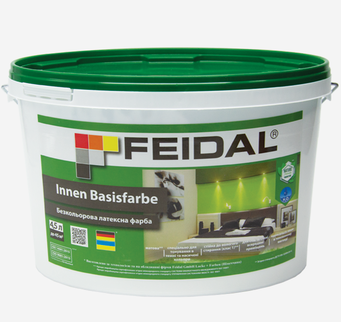 Краска бесцветная латексная Feidal Innen Basisfarbe 4,5 л