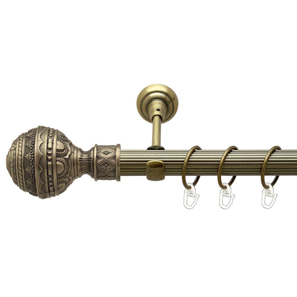 Карниз металлический Orvit Арабеска однорядный открытый/рифленая труба/кольцо металлическое Антик 25 мм 240 см (00-00017563)