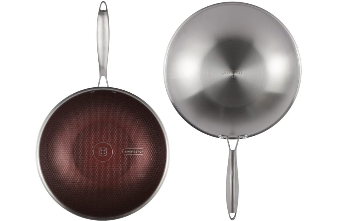 Сковорода-вок з кришкою Edenberg EB-14108 та антипригарним покриттям 28x8,5 см - фото 4 Сковорода-вок з кришкою Edenberg EB-14108 та антипригарним покриттям 28x8,5 см - фото 4