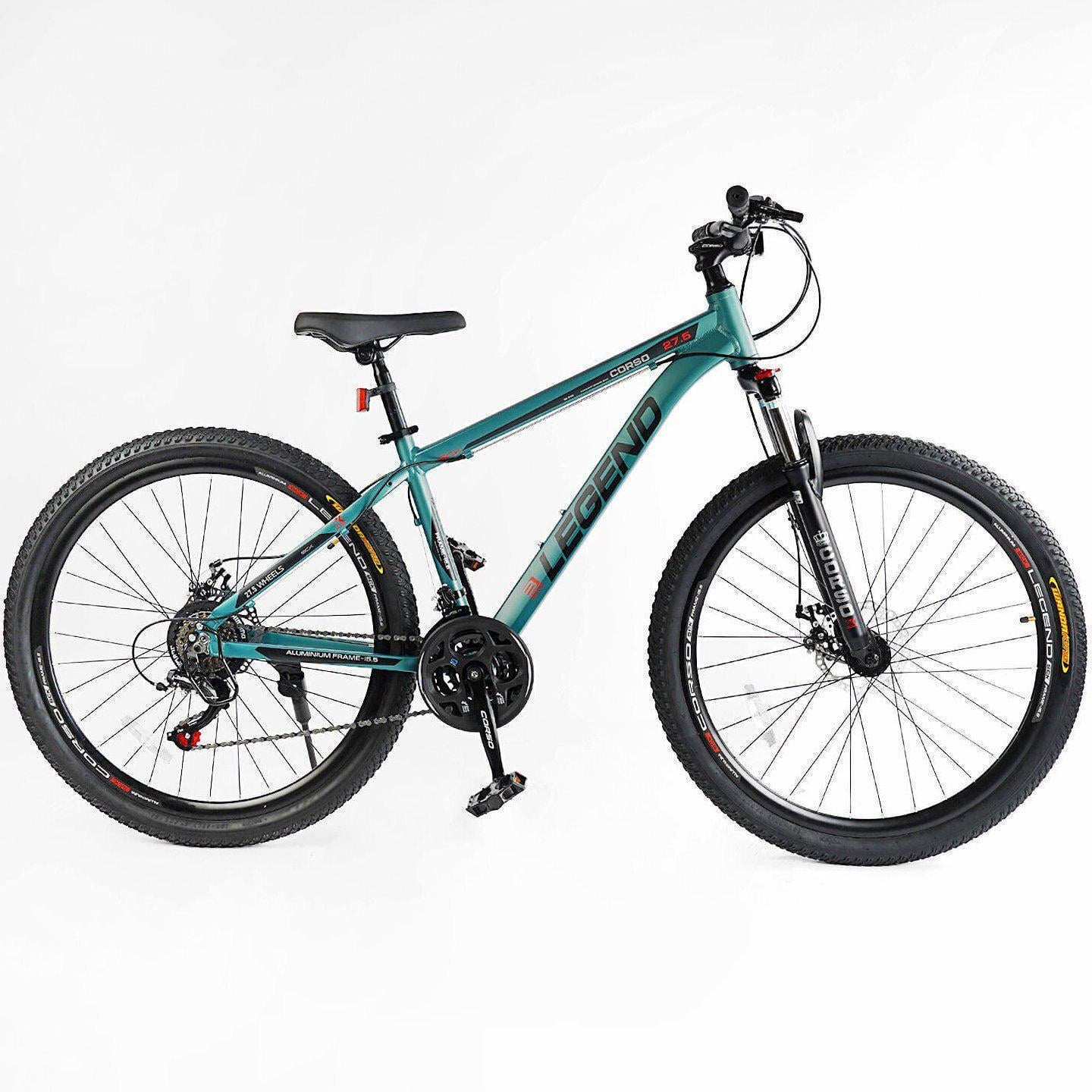 Велосипед горный алюминиевый Corso Legend 27,5" рама 15,5" Зеленый