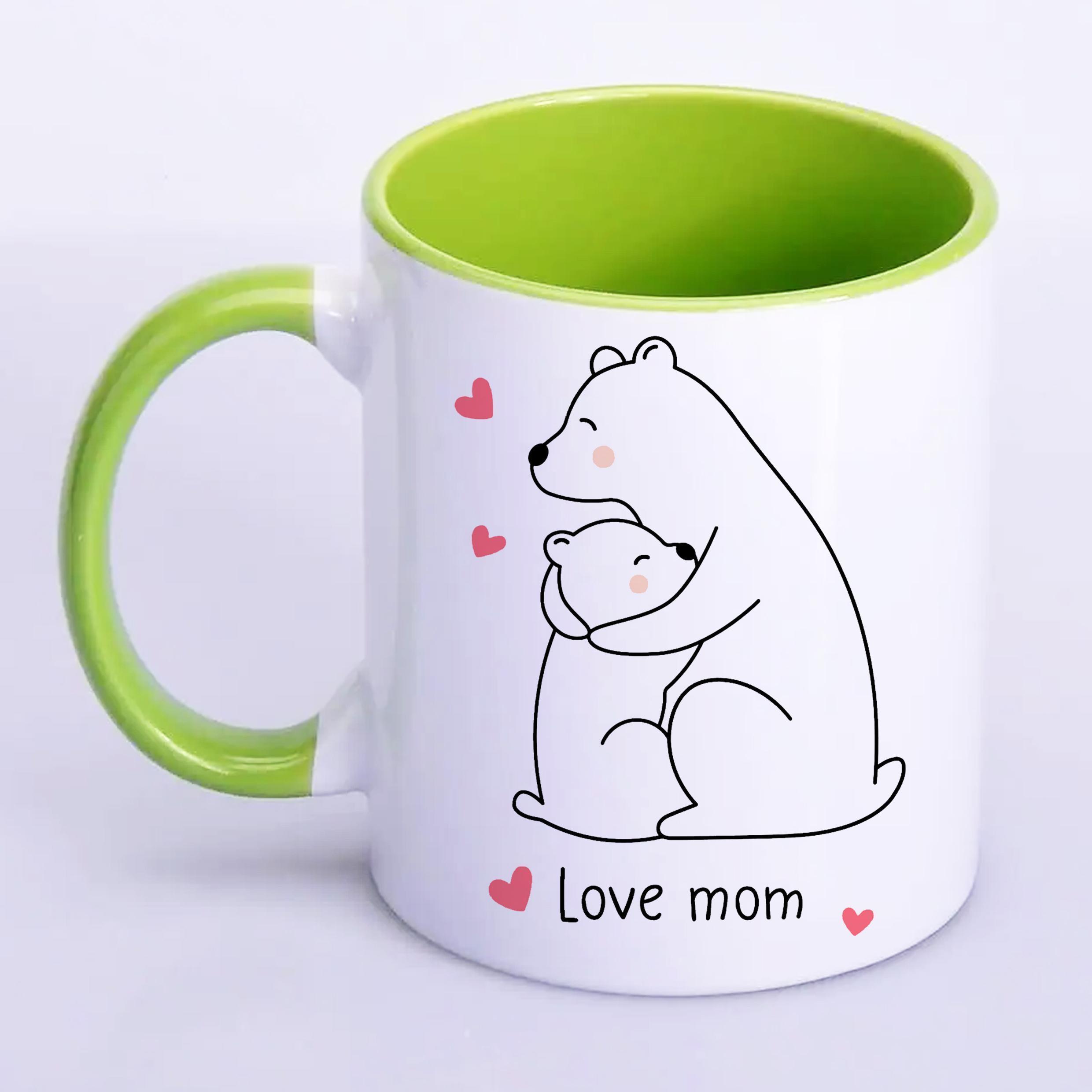 Чашка с печатью Love mom 330 мл Салатовый (22557)