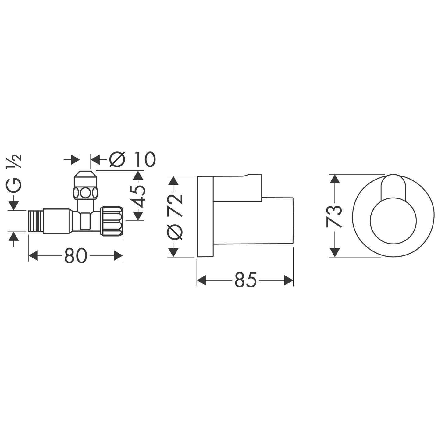 Кран шаровой Hansgrohe 13954000 1/2"x3/8" ЗЗ ручка (113782) - фото 2