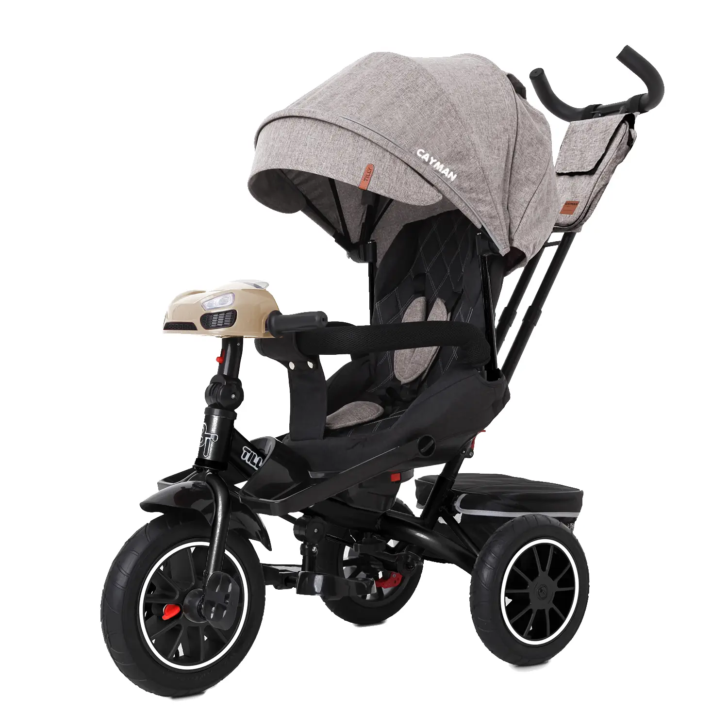 Велосипед дитячий Cayman триколісний з ручкою надувні колеса Бежевий (181.7)