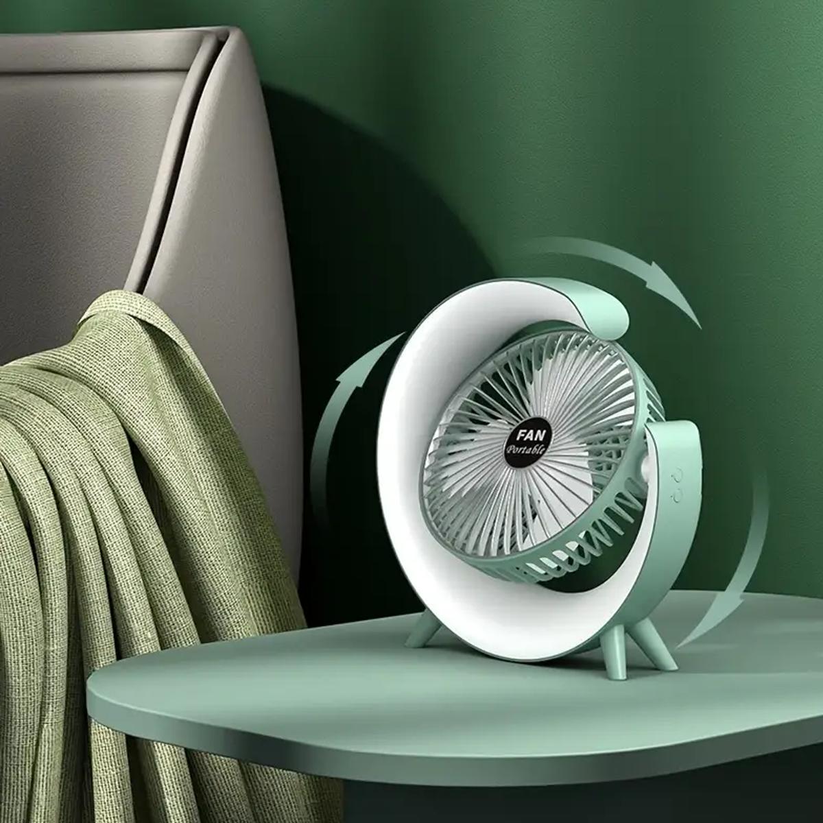 Вентилятор-лампа Colorful Desktop Fan F13 портативний настільний USB три швидкості акумулятор обертання 180° Blue (200312) - фото 10 Вентилятор-лампа Colorful Desktop Fan F13 портативний настільний USB три швидкості акумулятор обертання 180° Blue (200312) - фото 10