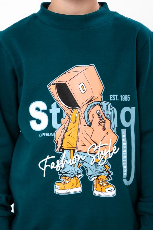 Костюм для хлопчика утеплений світшот та штани Носи Своє з малюнком 110 см Смарагдовий​ (6063-023-33-6) - фото 3