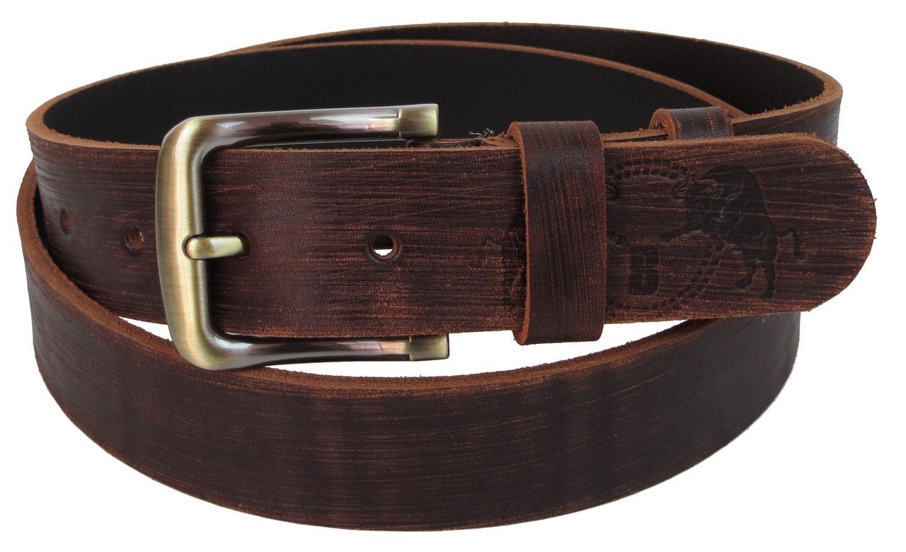 Ремень мужской кожаный Skipper 1501-38 винтажный 3,8 см Коричневый