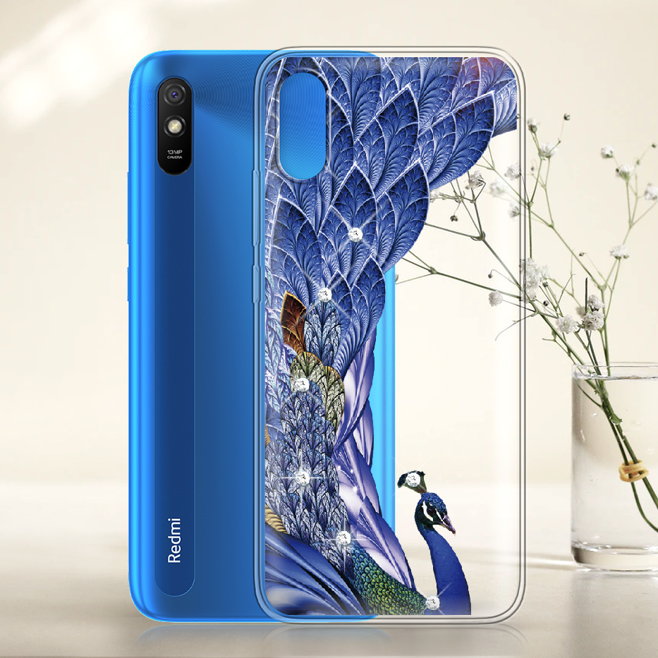 Чехол BoxFace Xiaomi Redmi 9A Павлин со стразами Прозрачный силикон (40304-rs7-40304) - фото 2