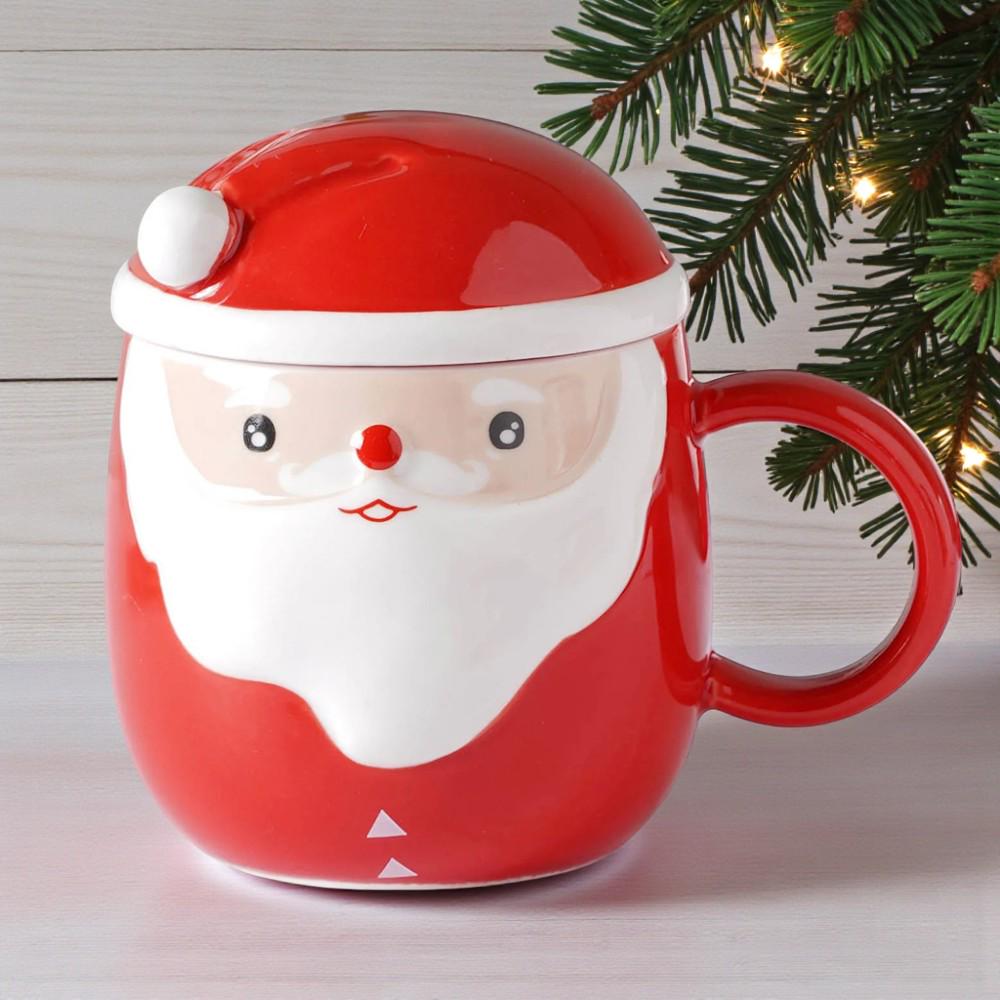 Чашка с крышкой Новогодняя Морозко 400 мл Красный (21-О8030-111)