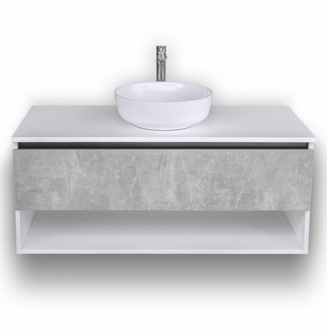 Тумба с умывальником Prato Jersey 120 см Аляска/Бетон (25396831)