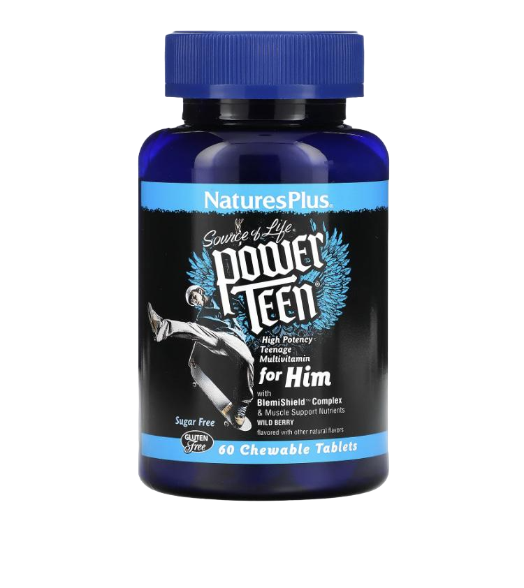 Добавка для мальчиков-подростков Nature's Plus Source of Life Power Teen 60 жевательных таблеток Лесные ягоды