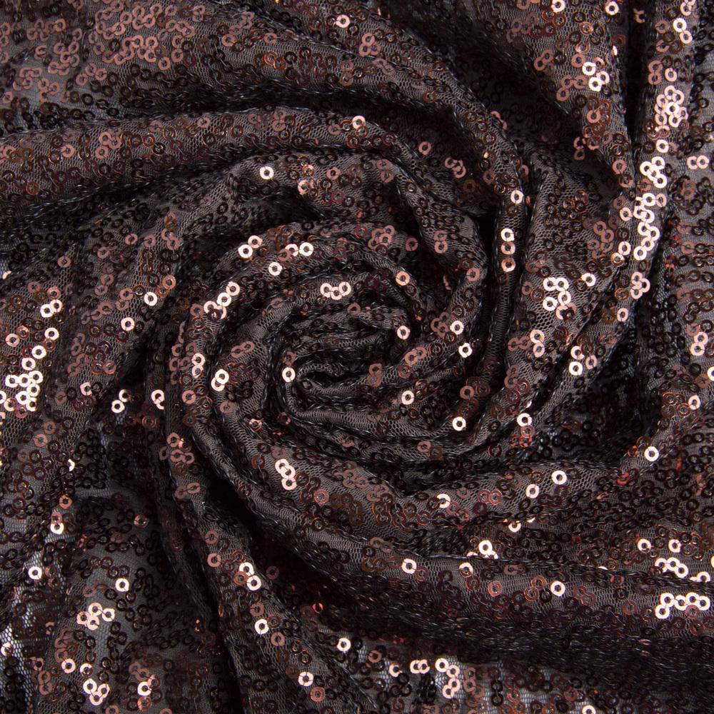 Ткань сетка с пайетками Шоколад (24375)