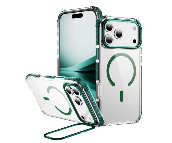 Чехол Rainbow Braid with Camera Stand для iPhone 17 Pro с поддержкой беспроводной зарядки Зеленый