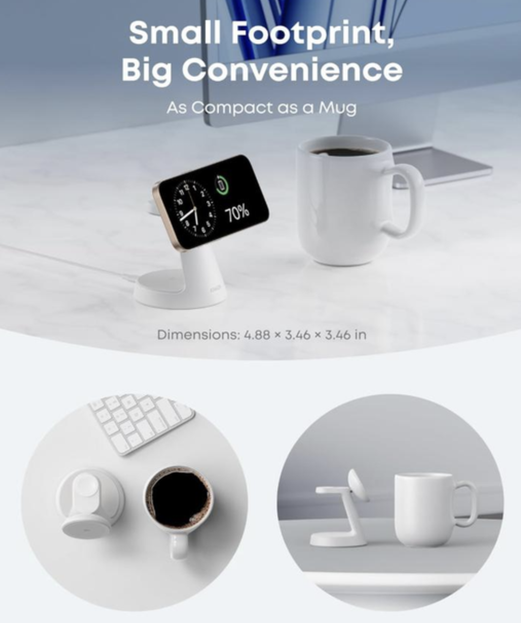 Зарядний пристрій Anker MagGo 3in1 Magsafe Charging Station Qi2 15W White - фото 4 Зарядний пристрій Anker MagGo 3in1 Magsafe Charging Station Qi2 15W White - фото 4